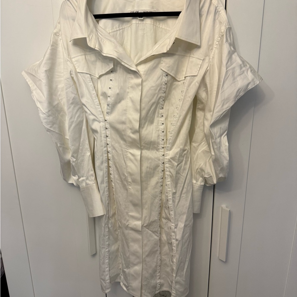 ADEAM Ivory Blouse with Black Trim